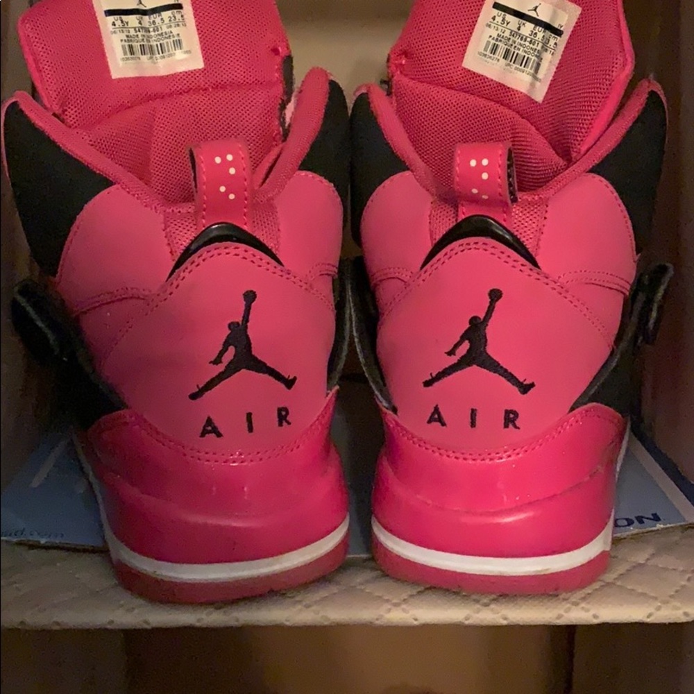 Size 4.5 Pink & Black Jordan Flights